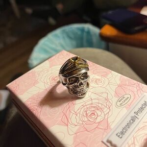 New Sterling Silver & Brass PIRATE RING adjustable
